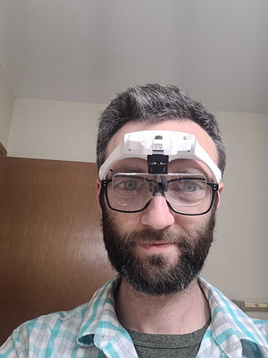 John ready to pick out some XRD crystals